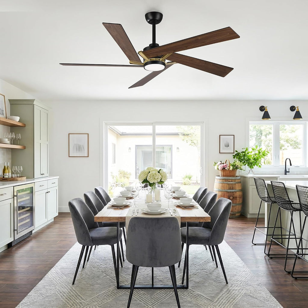 60 Inch Ceiling Fans with Lights and Remote, Farmhouse Lighting Ceiling Fan with Reversible DC Motor, Dimmable, Timer, Quiet Outdoor Ceiling Fans for Patios Living Room Bedroom, Double-sided Blades