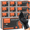 ANBOSON 10mil Nitrile-Gloves Disposable - Chemical-Resistant Rubber - Mechanic Gloves Heavy Duty, Latex Free, Diamond Grip (1000,Black Large)
