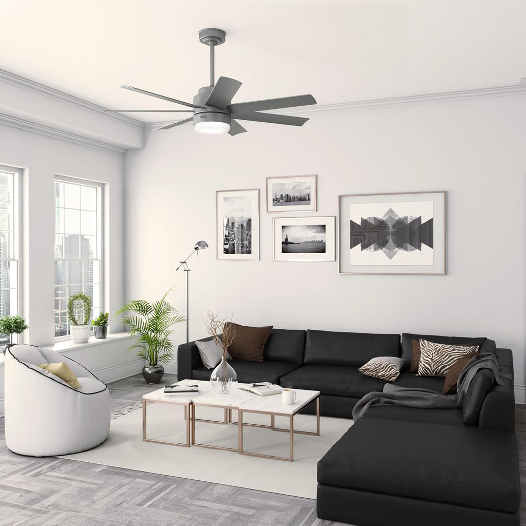 Hunter Brazos Outdoor with LED Light 52 inch Matte Silver - Matte Silver