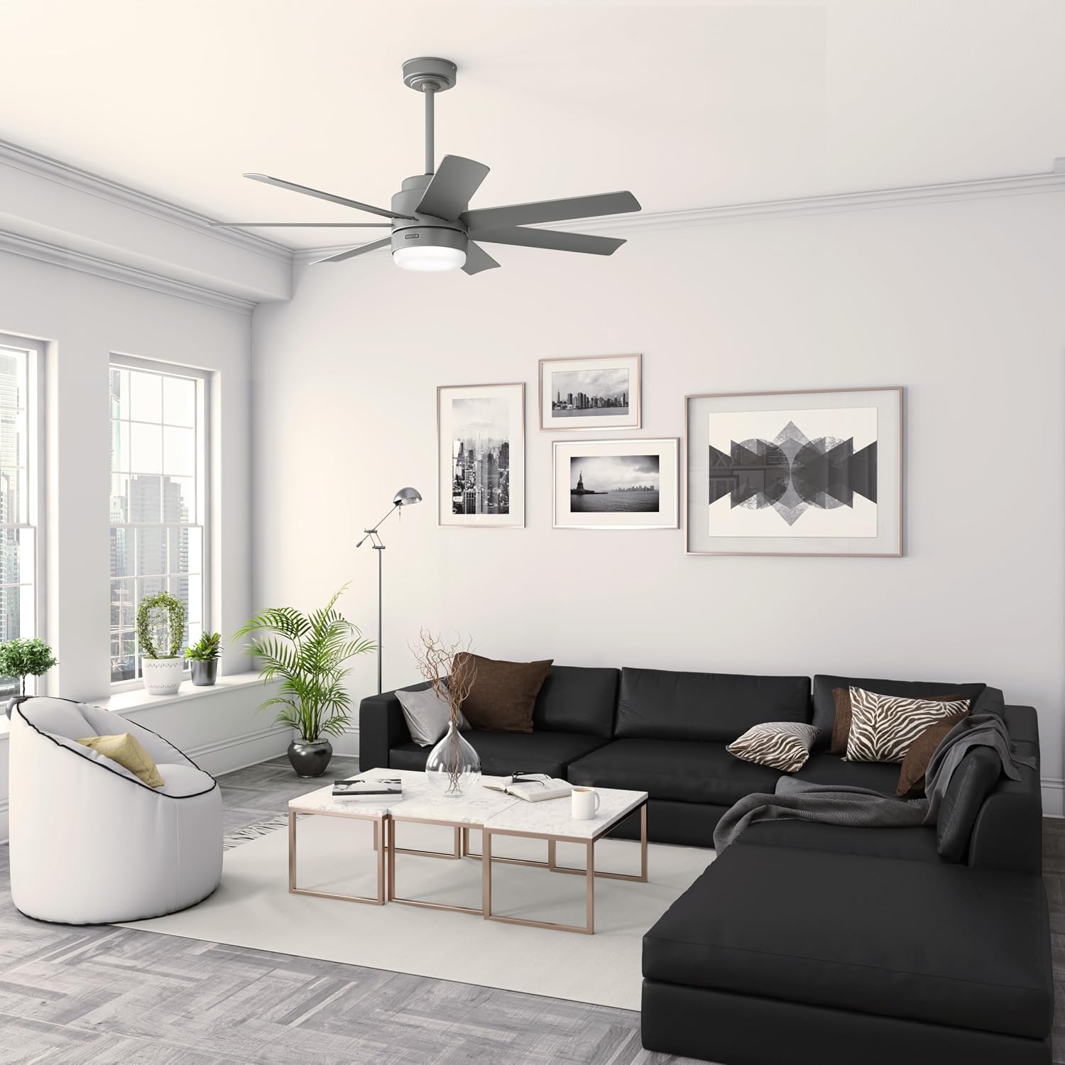 Hunter Brazos Outdoor with LED Light 52 inch Matte Silver - Matte Silver