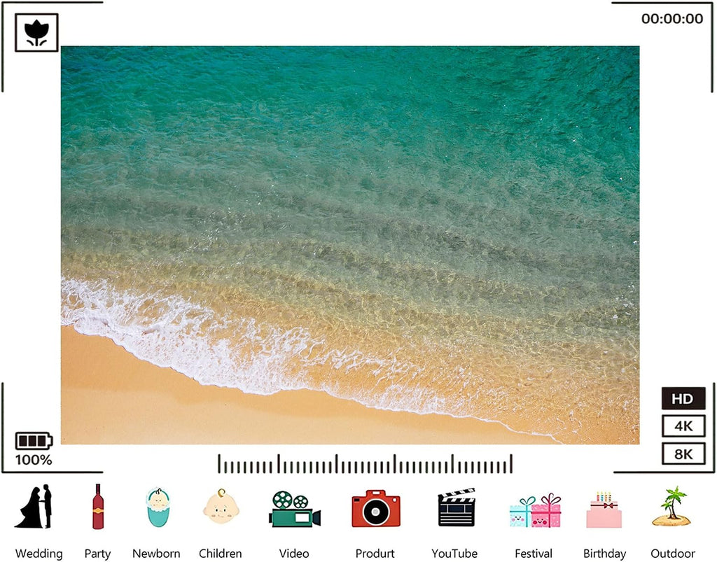 Trykid 20x10ft Clear Turquoise Shoreline Backdrop Gentle White Waves Golden Sand Beach Photography Background Tropical Paradise Tapestry Party Decoration Photo Studio Prop Fabric