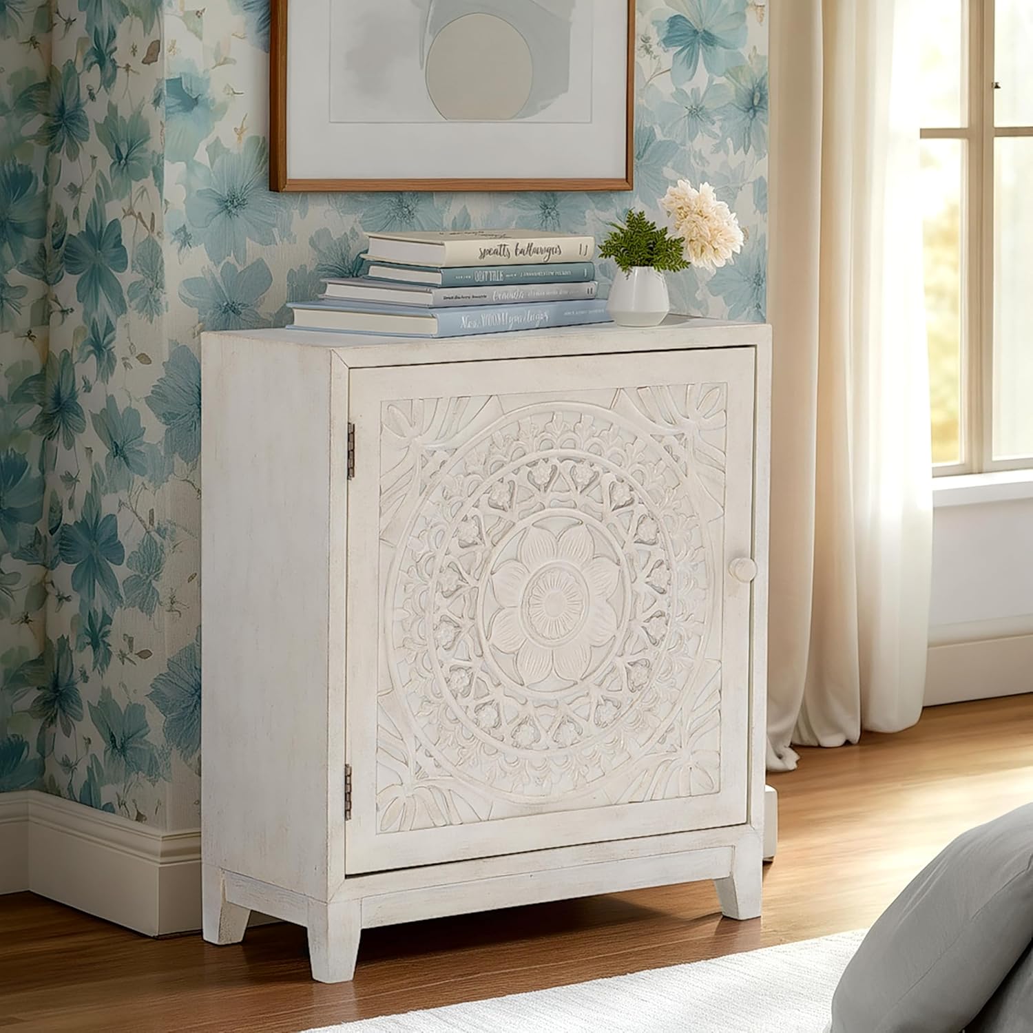 Powell Furniture Grace, Antique White Cabinet,