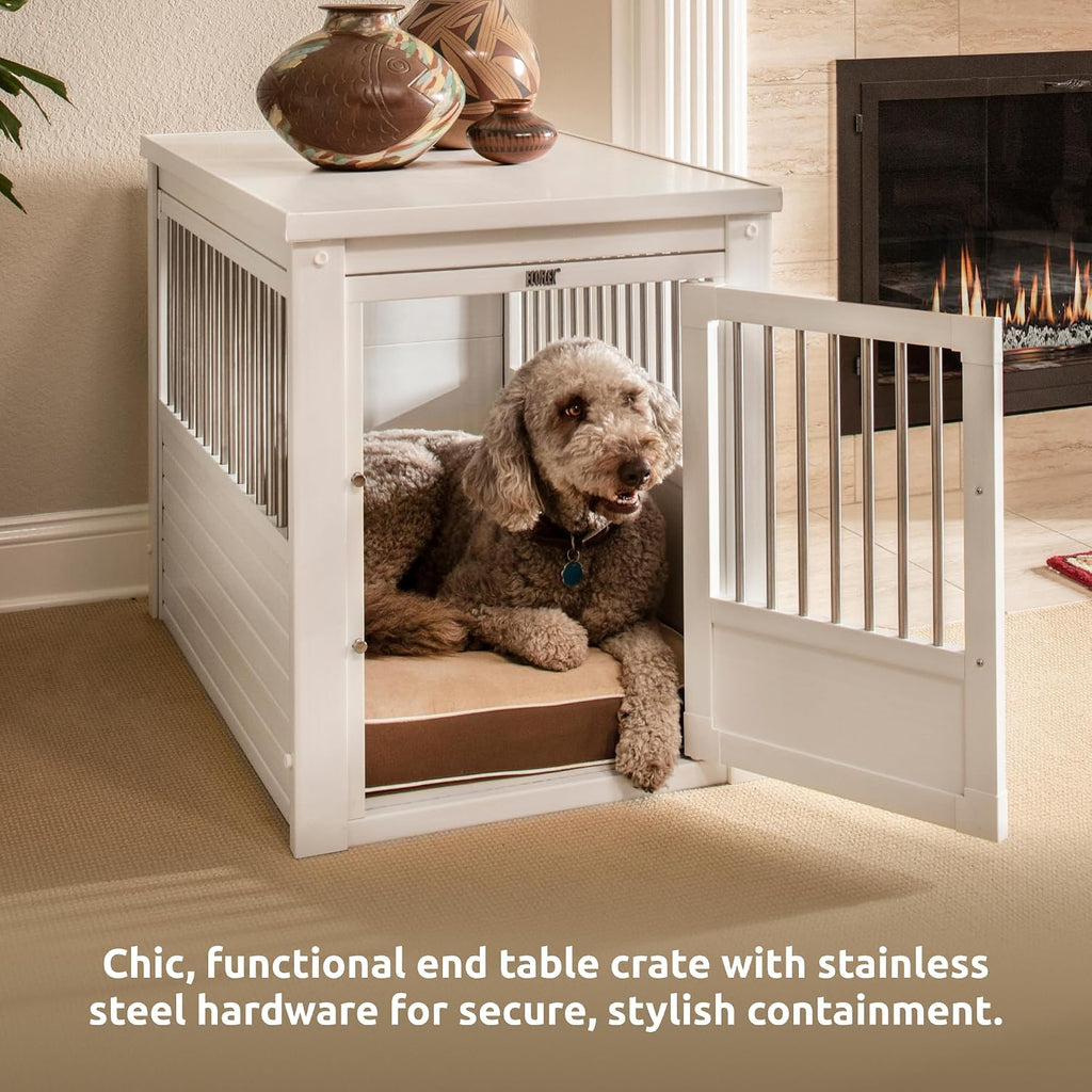 New Age Pet ecoFLEX Pet Crate/End Table, Antique White, Large