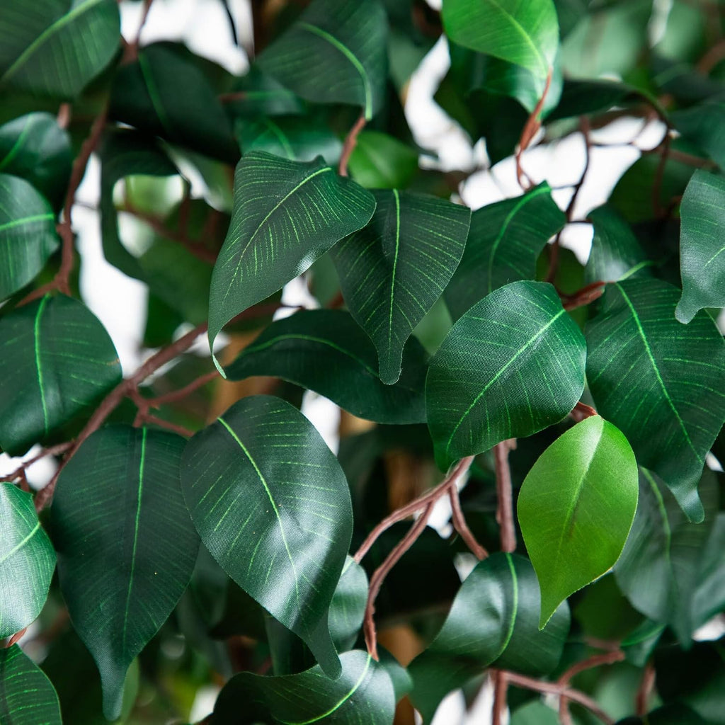 Nearly Natural 74in Artificial Triple Trunk Ficus Tree, Faux Greenery with Natural Wood Trunks for Indoor Home Decor