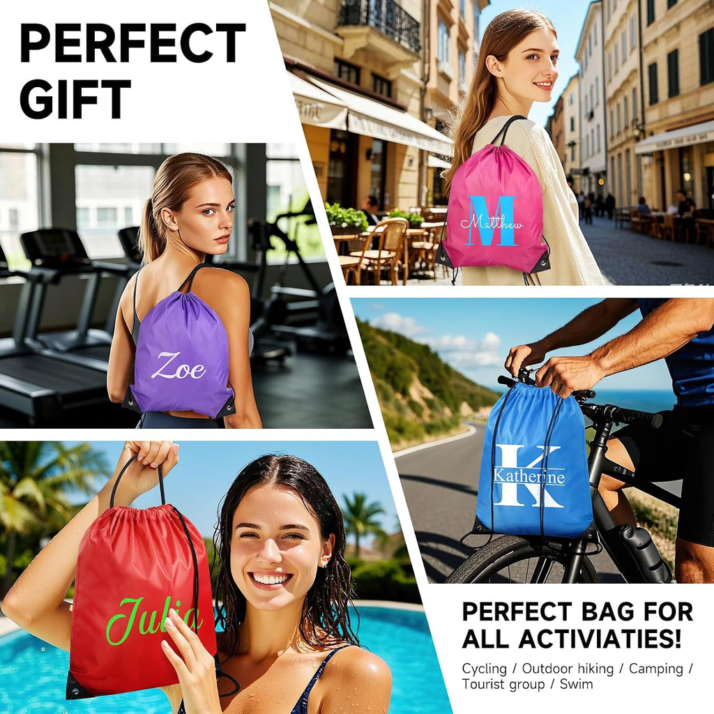 Custom Bags With Logo 100 Pack,Promotional Items Personalized Drawstring Backpack Bags Great for Gym and Everyday Use (Light Pink)