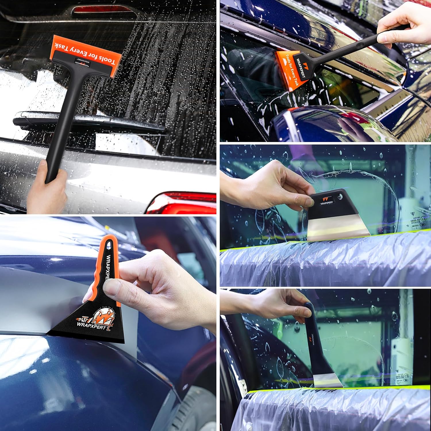 WRAPXPERT Window Tint Tools for Windshield/Rear/Side/Quarter Glass Window Film Installation, 20-in-1 Kits with LCD Heat Gun, Car Tint Squeegees, Utility Knives, Metal Trimming Scraper, Cleaning Cloth