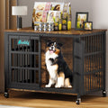 EasyCom 42'/41'/33' Dog Crate Furniture with Name Tag, XL Heavy Duty Dog Kennel Indoor for Large and Medium Dogs, Double-Doors Sturdy Dog Cage for Anxiety Dog, Decorate House as TV Stand
