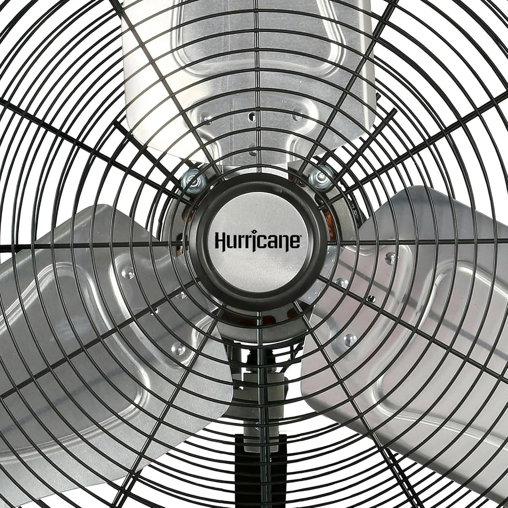 Hurricane 30' Pro Commercial Grade Oscillating Wall Mount Fan, Black - Heavy-Duty All-Metal Corded Electric Air Cooling Unit for Home, Garage, Greenhouse, or Workshop