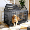 Heavy Duty Dog Crate Cage Kennel 64 inch Sturdy Durable Safe for High Anxiety Giant Extra Large Breeds Dog Pet XL XXL,Lockable Wheels, Removable Trays