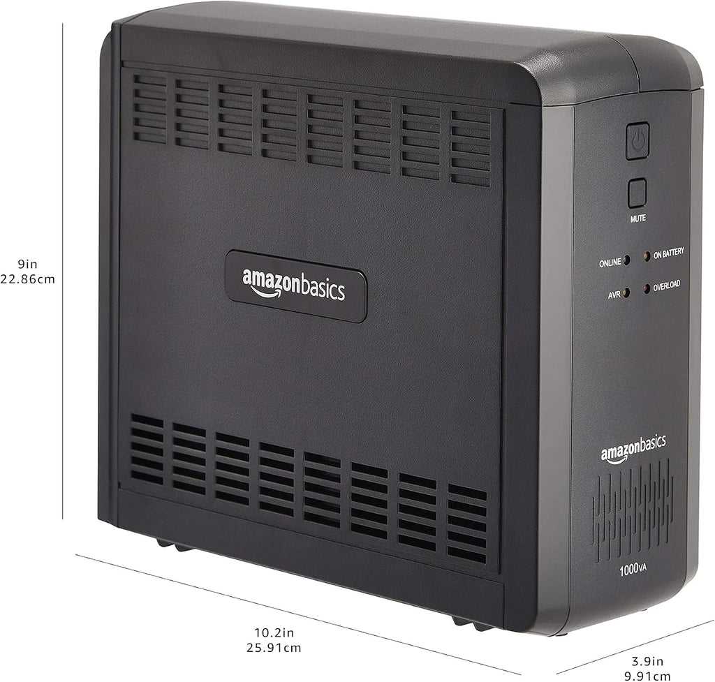 Amazon Basics UPS Battery Backup & Surge Protector, 1000VA/550W, 9 Outlets, Line Interactive Uninterruptible Power Supply with AVR Sinewave Technology, Black
