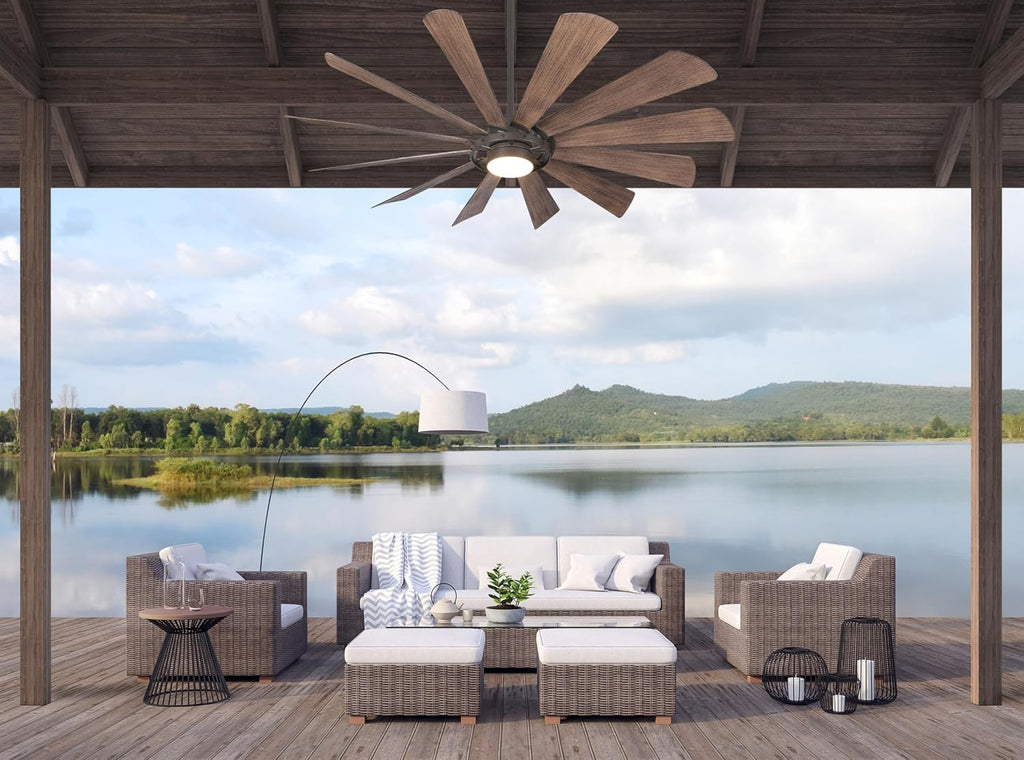 Minka-Aire F870L-ORB 65' Windmolen Outdoor Smart Ceiling Fan with LED Light and Remote Control, Oil Rubbed Bronze