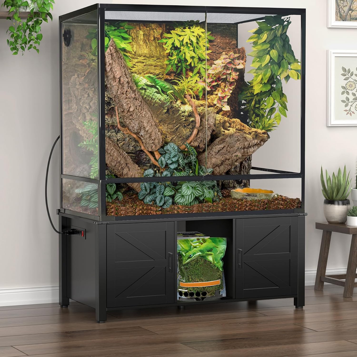 GDLF 48'x24' Reptile Tank Stand for 120–230 Gallon Terrariums – Fits Tall Enclosures or Stacked 4x2x2 PVC Tanks – Furniture-Style Cabinet with Storage – Holds Up to 500 lbs