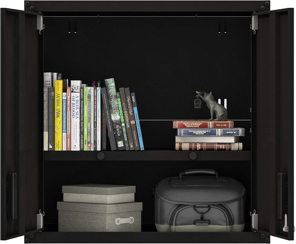 for Home Ready-to-Assemble Wall Steel Cabinet with Two Doors (Black)