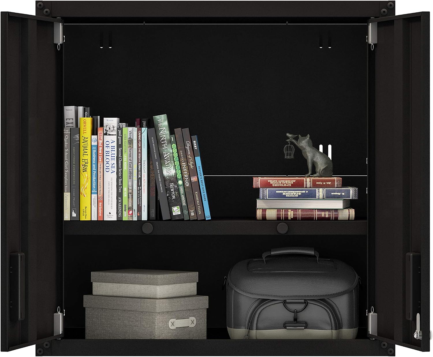 for Home Ready-to-Assemble Wall Steel Cabinet with Two Doors (Black)