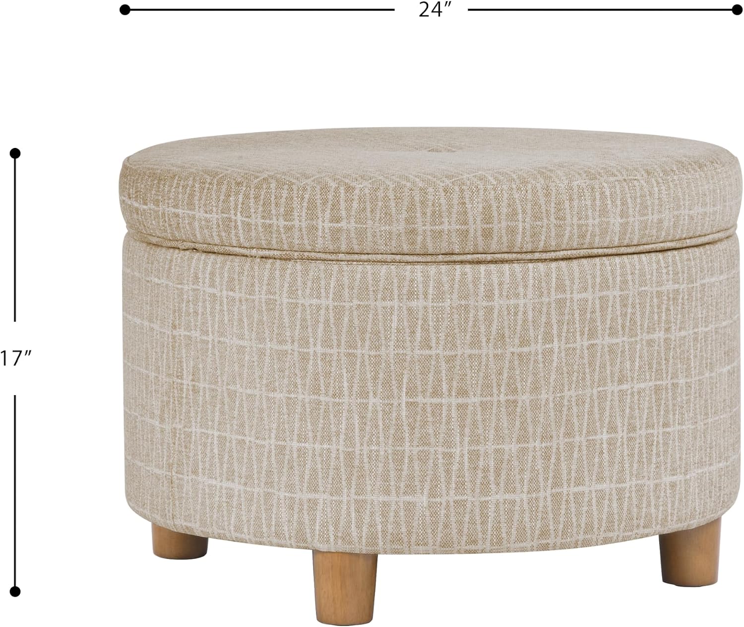 HomePop 24' Large Round Storage Ottoman - Tan Geometric Pattern