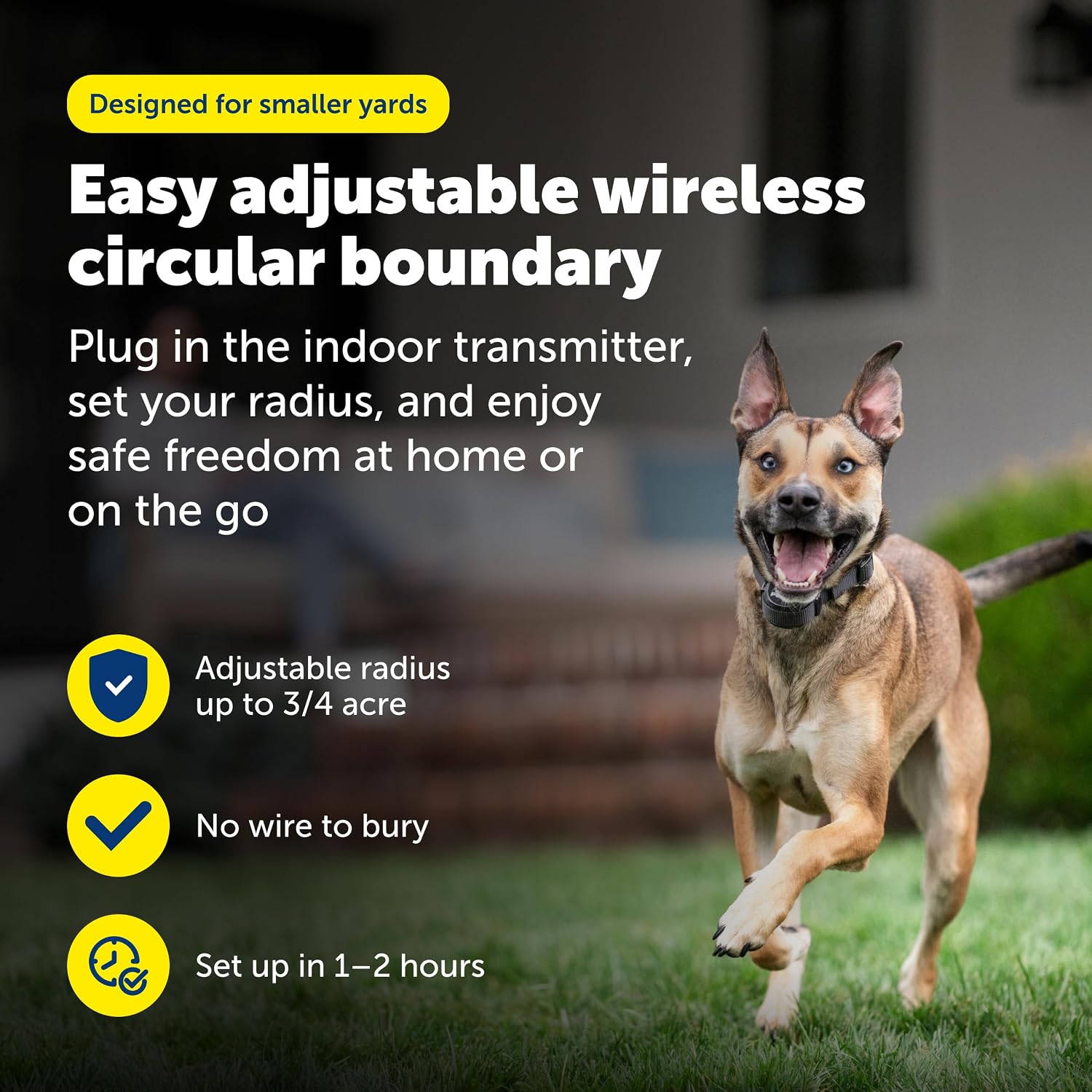 PetSafe Stay & Play Compact Wireless Fence, LCD Screen to Adjust the Circular Boundary, Secure up to 3/4 Acre Area, Use for All Your Pets, Portable System with 50 Extra Flags