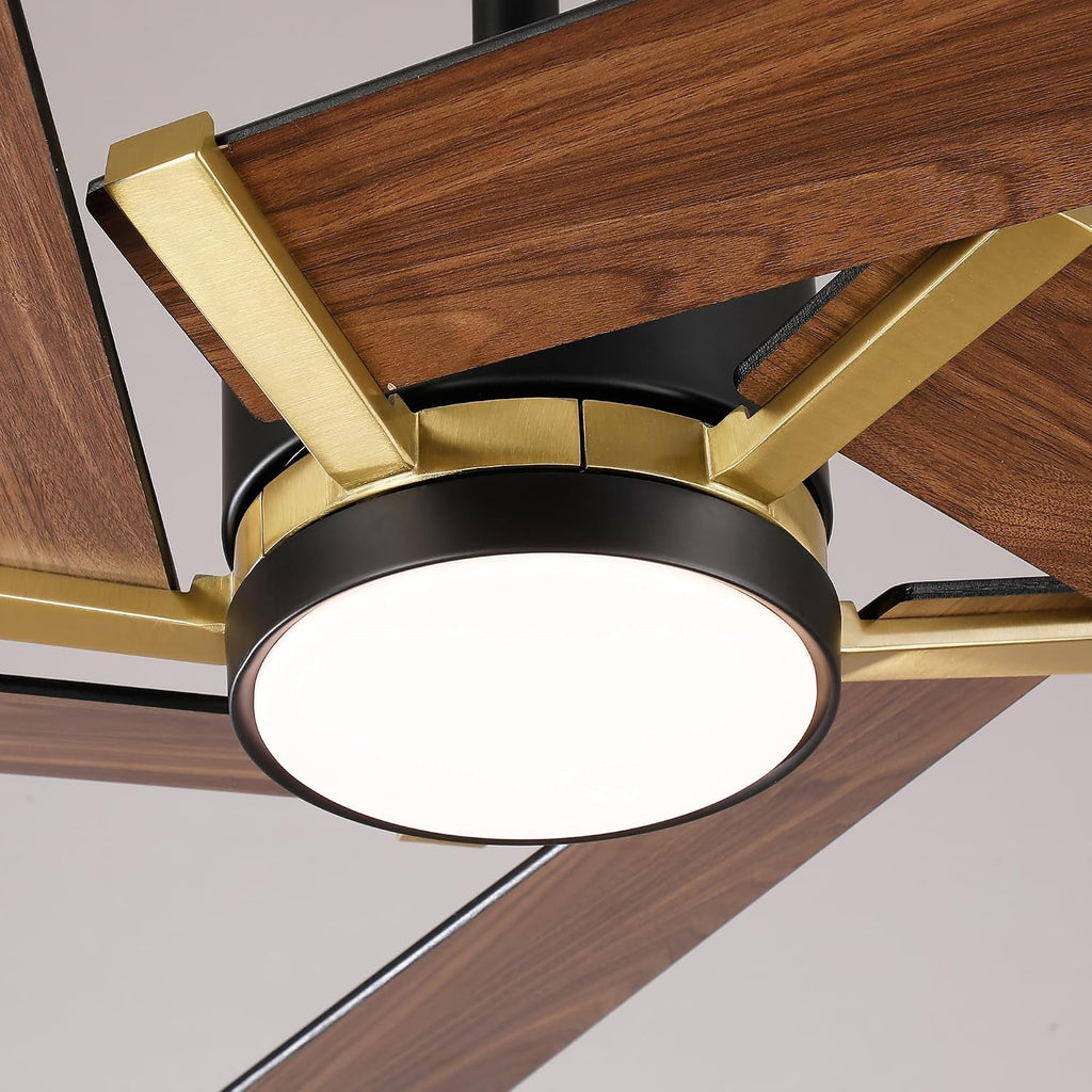 60 Inch Ceiling Fans with Lights and Remote, Farmhouse Lighting Ceiling Fan with Reversible DC Motor, Dimmable, Timer, Quiet Outdoor Ceiling Fans for Patios Living Room Bedroom, Double-sided Blades