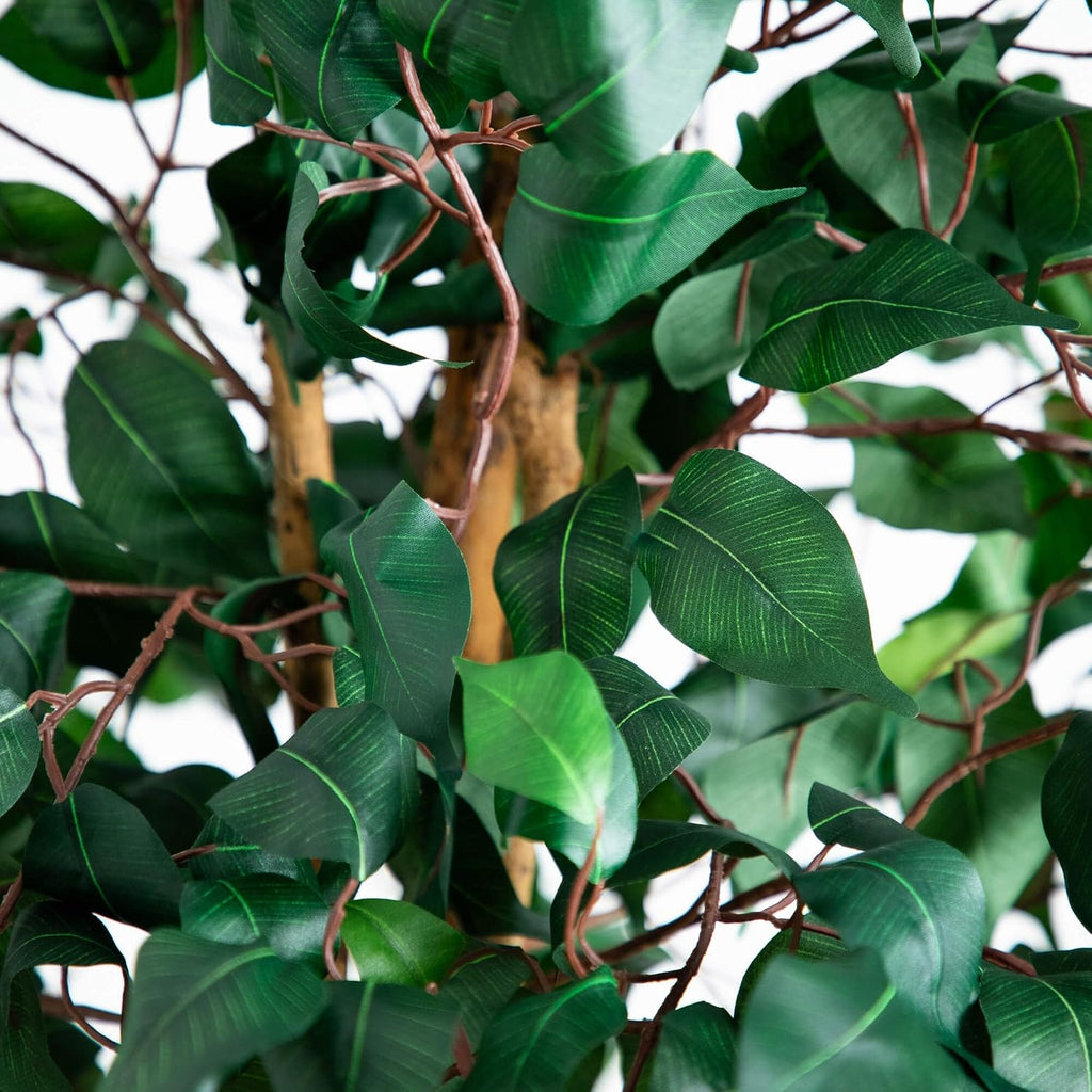 Nearly Natural 74in Artificial Triple Trunk Ficus Tree, Faux Greenery with Natural Wood Trunks for Indoor Home Decor