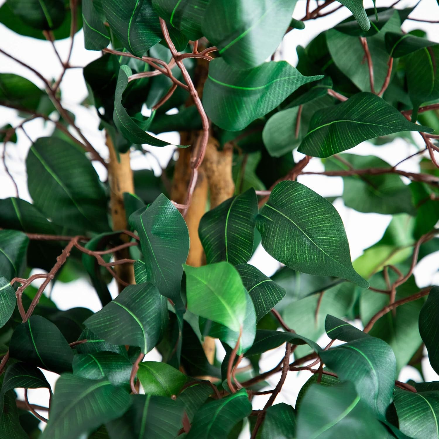 Nearly Natural 74in Artificial Triple Trunk Ficus Tree, Faux Greenery with Natural Wood Trunks for Indoor Home Decor