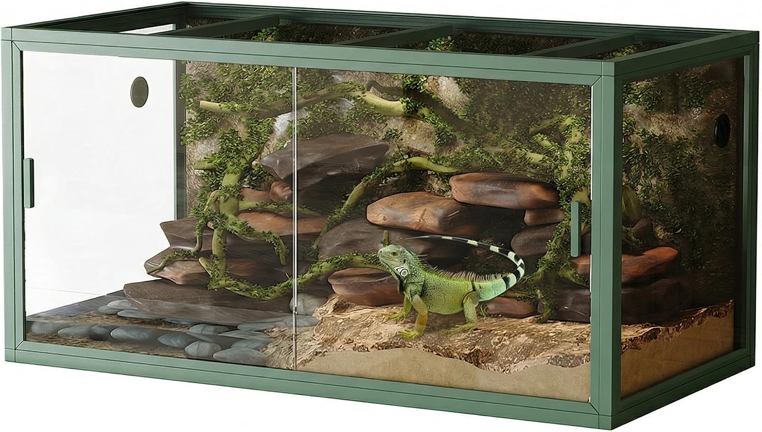 GarveeLife 120 gal Bearded Dragon Tank 4 x2 x2 Reptile Terrarium Enclosure with Sliding Glass Doors, Snake Enclosure Heavy Duty Top Screen Ventilation, Easy to Assemble Green
