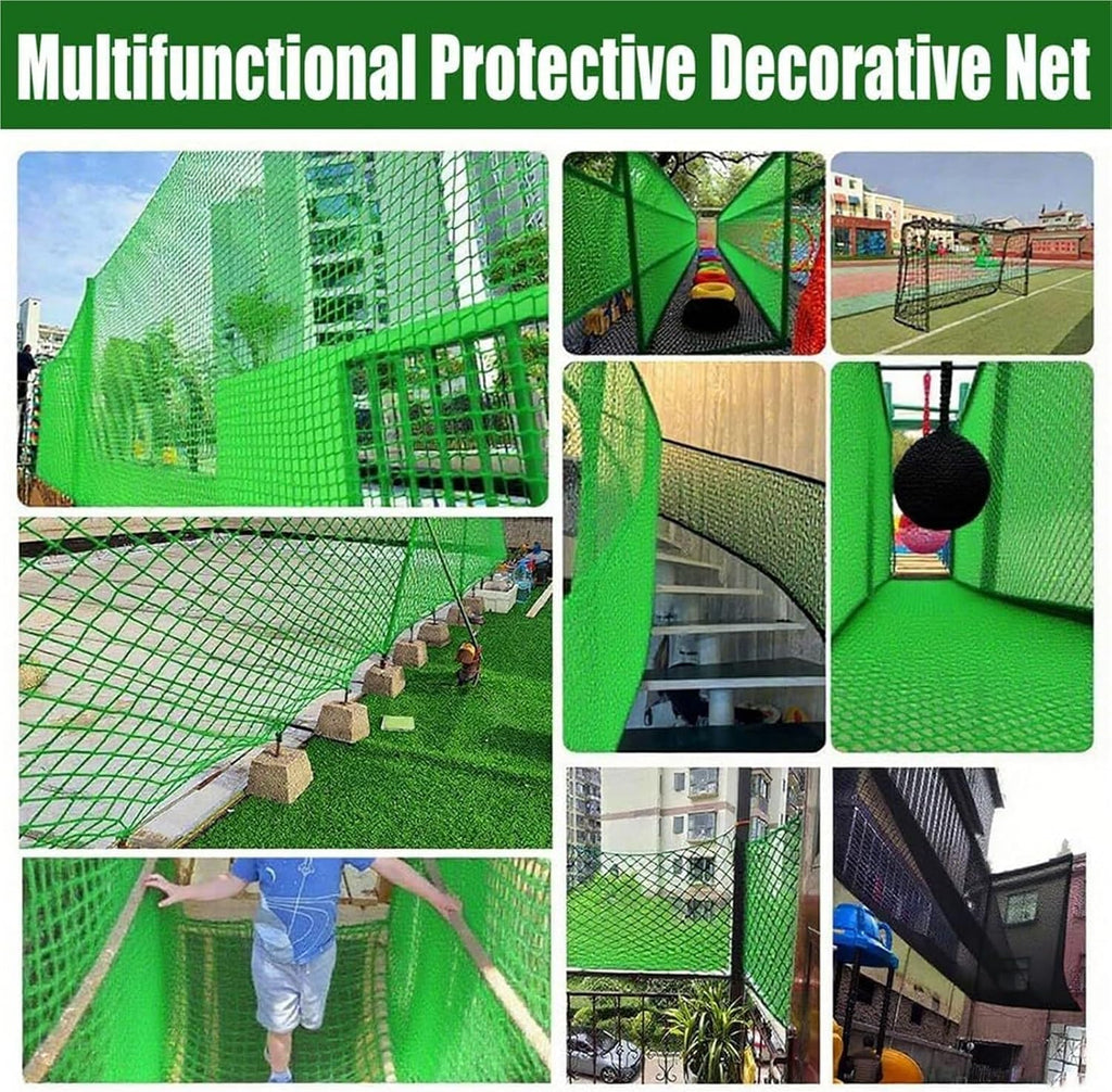 Safety Rope Net for Kids Balcony Netting for Pets Stair Railings Protection Nets Playground Sports Nets Green Climbing Safety net(3 * 7m)