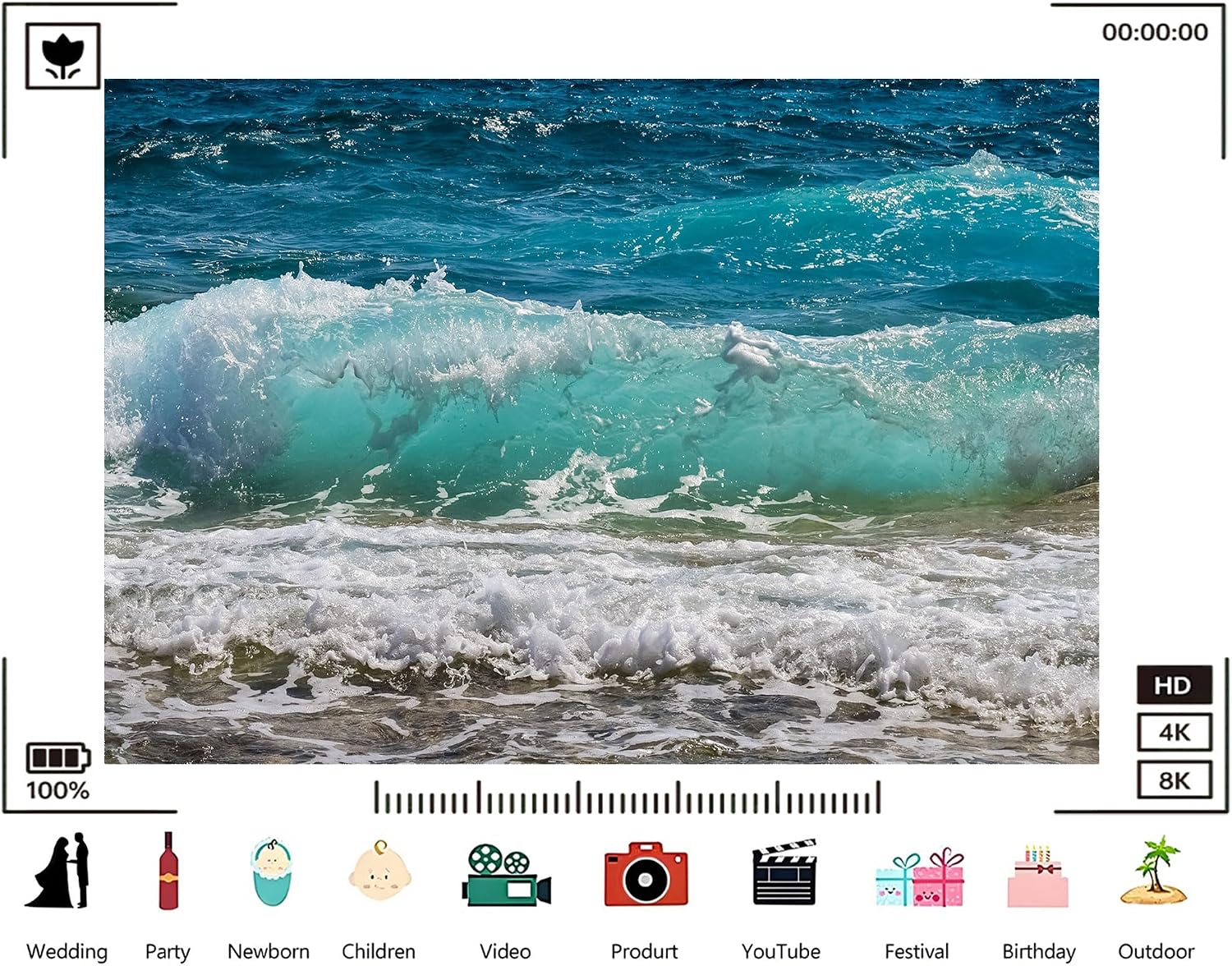 Trykid 20x10ft Turquoise Wave Backdrop Crashing Ocean Foam Clear Water Close Up Photography Background Dynamic Seascape Tapestry Party Decoration Photo Studio Prop Fabric
