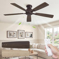 Fanbulous 52 Inch Flush Mount Ceiling Fan No Light with Remote,Modern Low Profile Without Light,6-Speeds,Quiet Reversible DC Motor,Indoor&Outdoor Ceiling Fans for Bedroom,Living Room,Oil Bronze