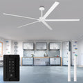 Waterproof Outdoor Ceiling Fans, 84 Inch Modern Ceiling Fan No Light, Industrial DC Motor Ceiling Fans without Lights 6-Speed Outdoor Patio Fan for Porch Gazebo, Reversible Aluminum Blades, Timer