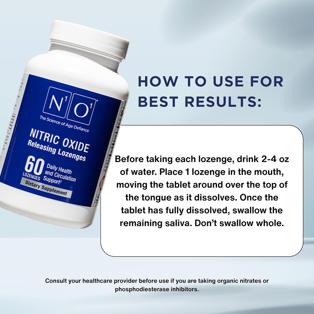 N1O1 Nitric Oxide Lozenges for Heart Health Support - Dietary Supplement for Blood Flow, Oxygenation and Blood Pressure - 180 Count