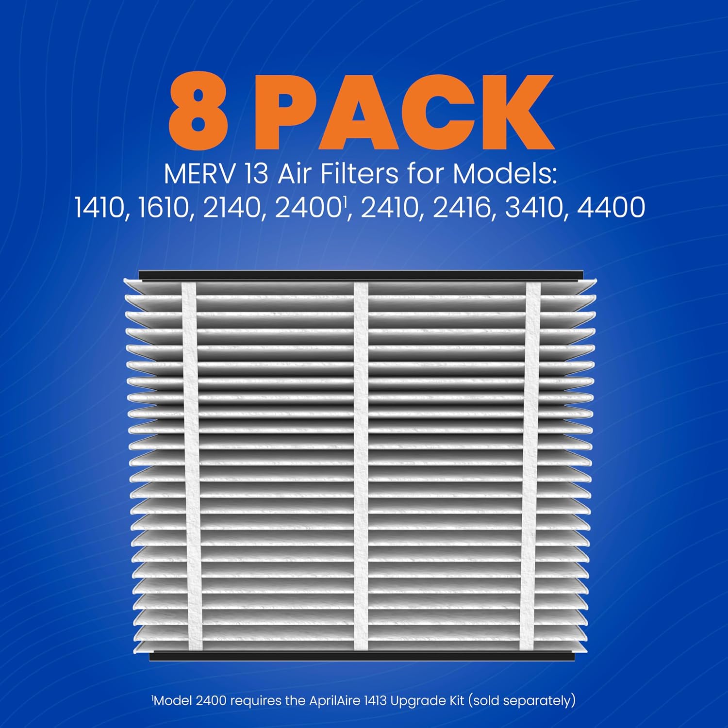 Genuine AprilAire 413 Replacement Filter for AprilAire Whole House Air Purifiers - MERV 13, Healthy Home Allergy, 16x25x4 Air Filter (Pack of 8)