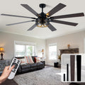 72' Industrial Ceiling Fan with Lights, 8 Blades Dual Color,Reversible DC Motor,Remote Control,6 Speeds,Timer,Quiet Ceiling Fan for Bedroom Living Room Patio