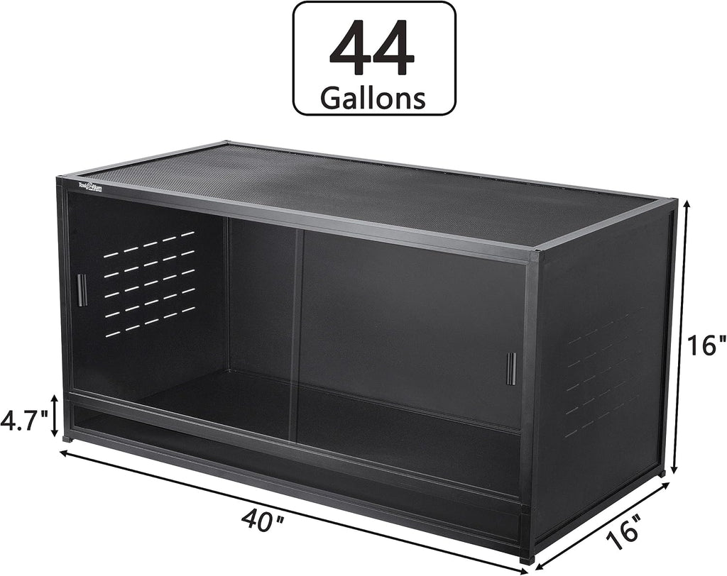 Reptile Terrarium 40''x16''x16'' ToxiRium Large PVC Reptile Enclosure 44 Gallons for Bearded Dragon Gecko Lizard Snake, Wide Breeding Vivarium Area with Sliding Doors Lock