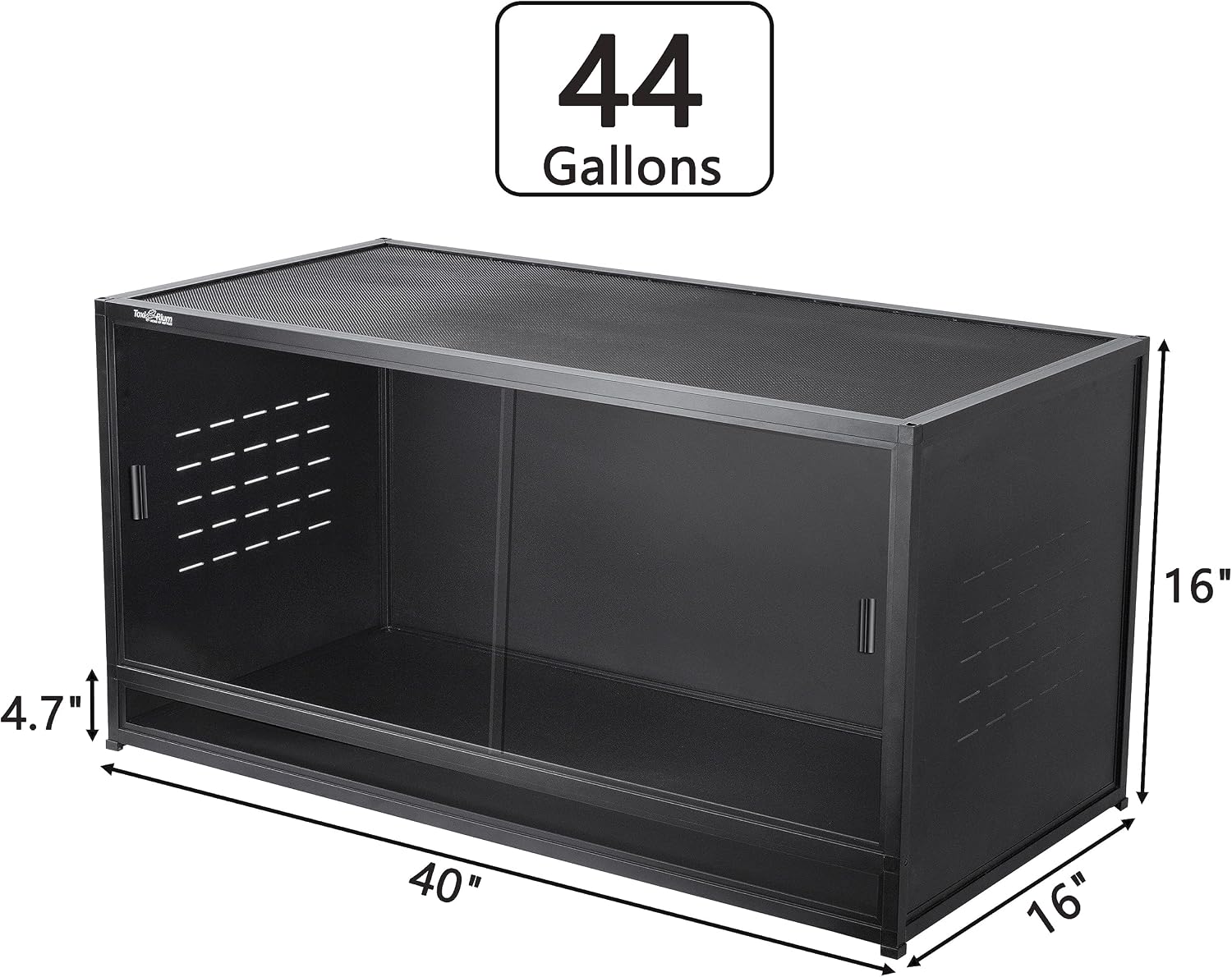 Reptile Terrarium 40''x16''x16'' ToxiRium Large PVC Reptile Enclosure 44 Gallons for Bearded Dragon Gecko Lizard Snake, Wide Breeding Vivarium Area with Sliding Doors Lock