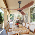 60 Inch Ceiling Fans Without Lights, 60' Outdoor Ceiling Fan No Light with Remote Control, 3 Solid Wood Blades, 3 Downrods, Timer, High CFM 6 Speeds ETL DC Motor Fans for Patios Indoor, Dark Walnut