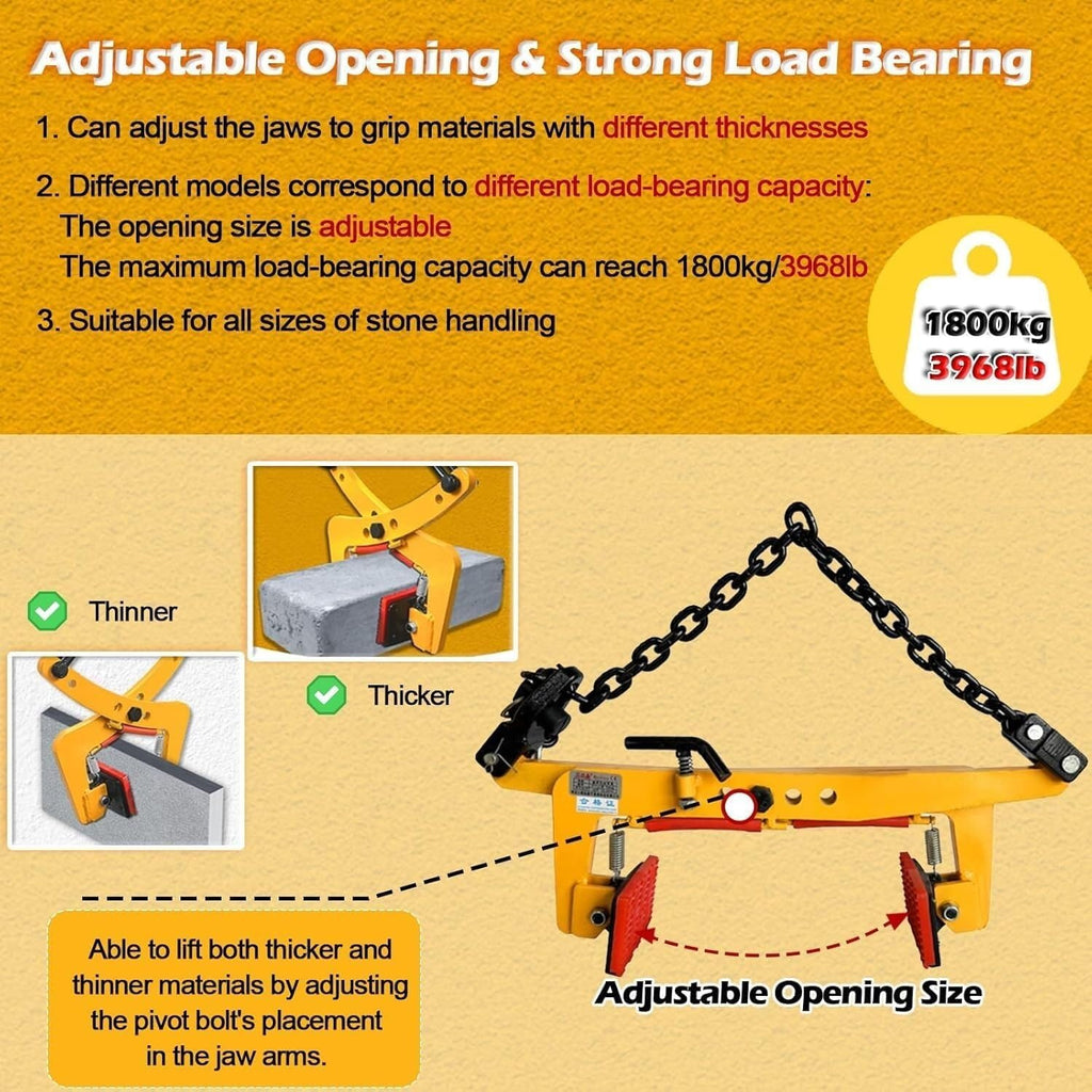 Granite Slab Lifting Clamp Heavy Duty Stone Scissor Lifter Clamps for Carrying and Vertical Transport of Marble(12in)