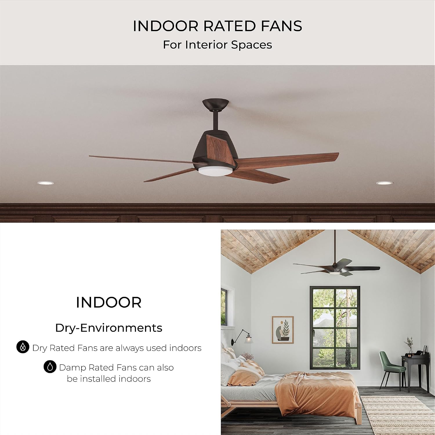 Progress Lighting P250096-143 Bastrop 26' Damp Rated Ceiling Fan, Graphite
