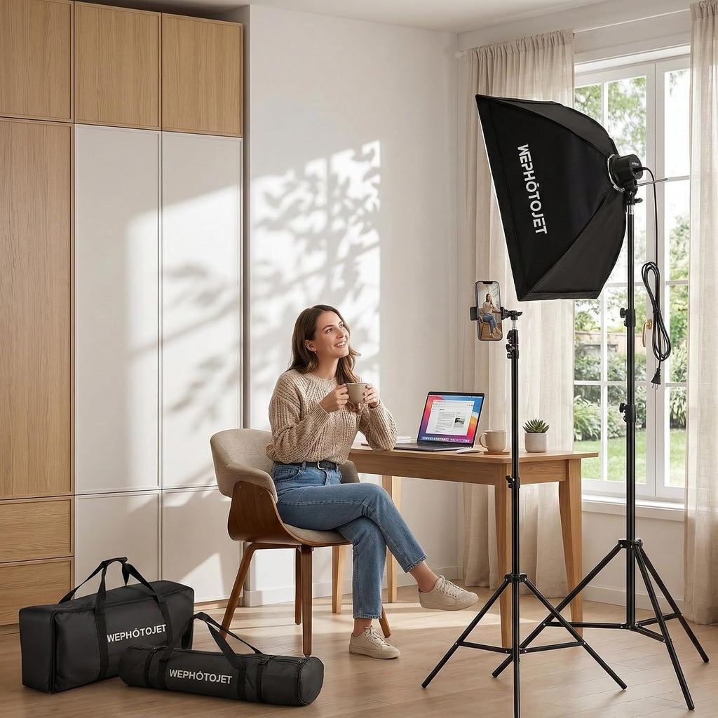 Photography Softboxes Kit with 6.6x10ft Backdrop Stands, 5 Tripod Stands, 3 Color Background Screen, Softbox with 85W Led Bulb, Photo Studio Equipment for Video Shoot, Product & Portrait