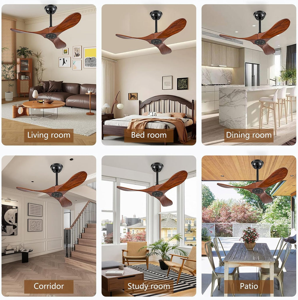 36 Inch Small Outdoor Ceiling Fans for Patios,Wood Ceiling Fans with Remote and Wall Control,6 Speeds,Reversible DC Motor,Noiseless,Porch small Ceiling Fans for Patio,Bedroom,Livingroom