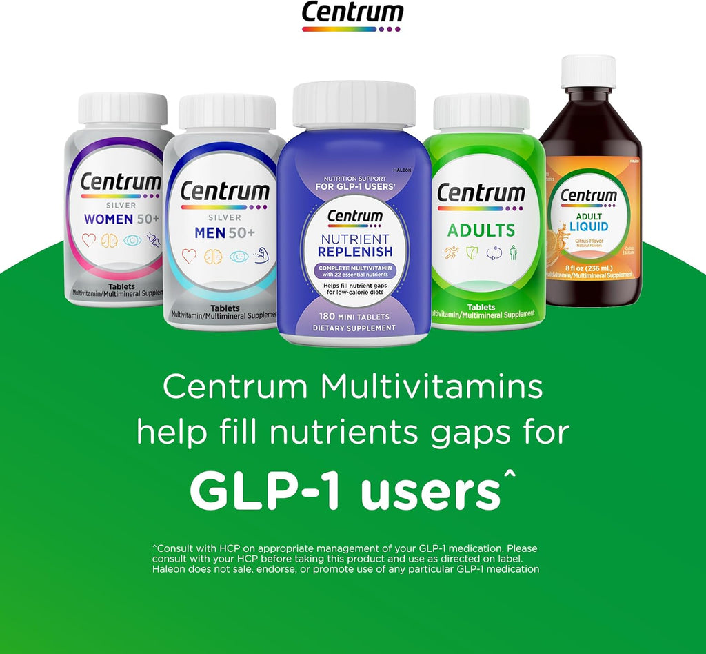 Centrum Silver Multivitamin for Adults 50 Plus, Multivitamin/Multimineral Supplement, Vitamin D3, B Vitamins, Gluten Free, Non-GMO Ingredients, Supports Memory and Cognition in Older Adults - 220 Ct