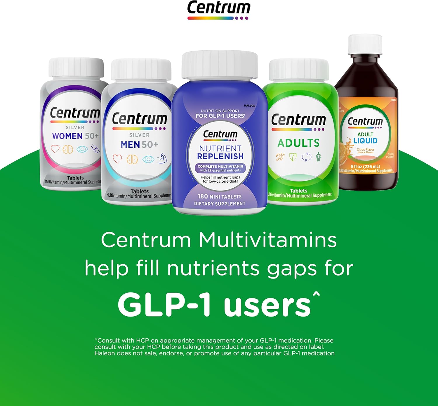 Centrum Silver Multivitamin for Adults 50 Plus, Multivitamin/Multimineral Supplement, Vitamin D3, B Vitamins, Gluten Free, Non-GMO Ingredients, Supports Memory and Cognition in Older Adults - 220 Ct