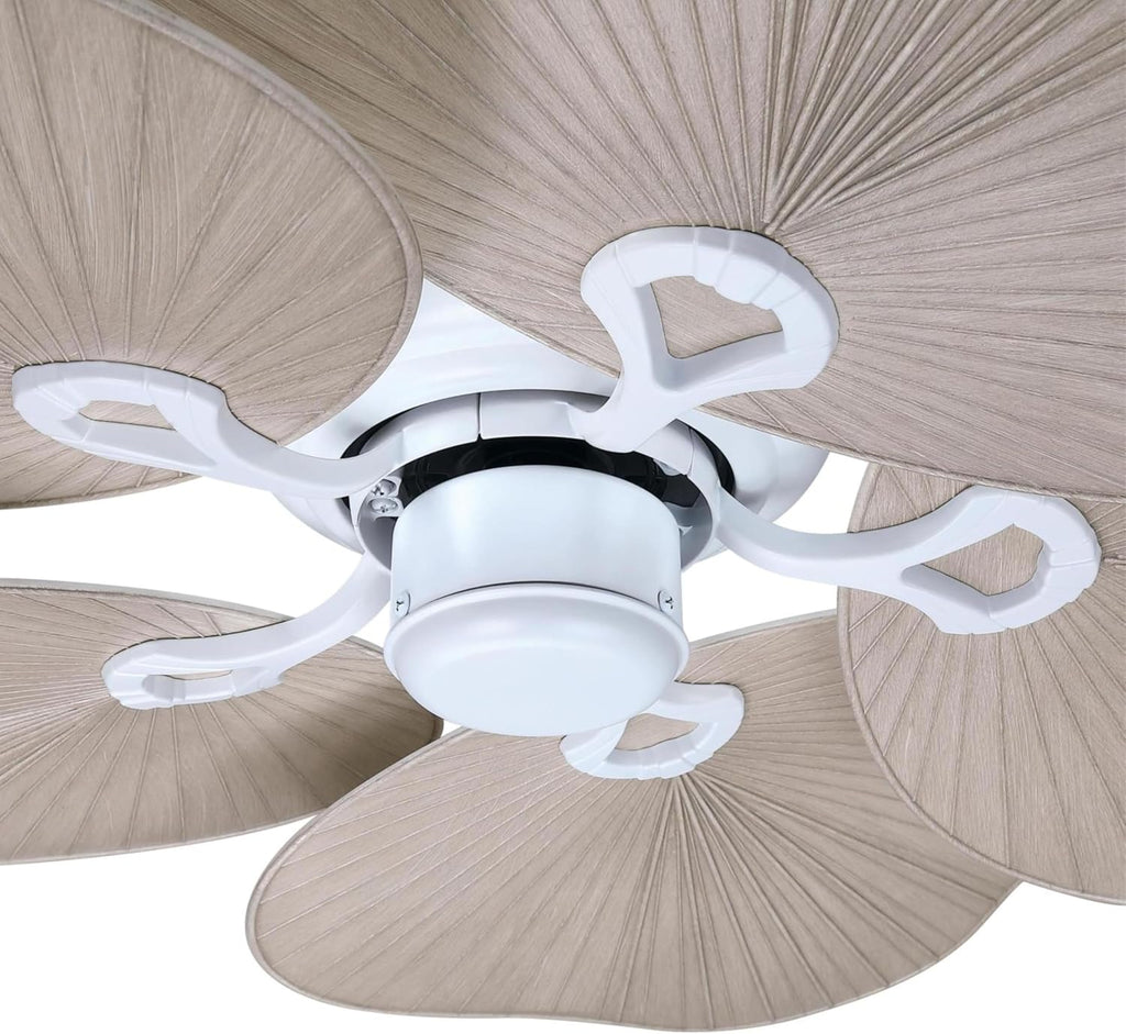 Westinghouse Lighting Oasis Tropical Ceiling Fan, 44 Inch Indoor/Outdoor Ceiling Fan with Remote Control, Matte White Finish, DC Motor