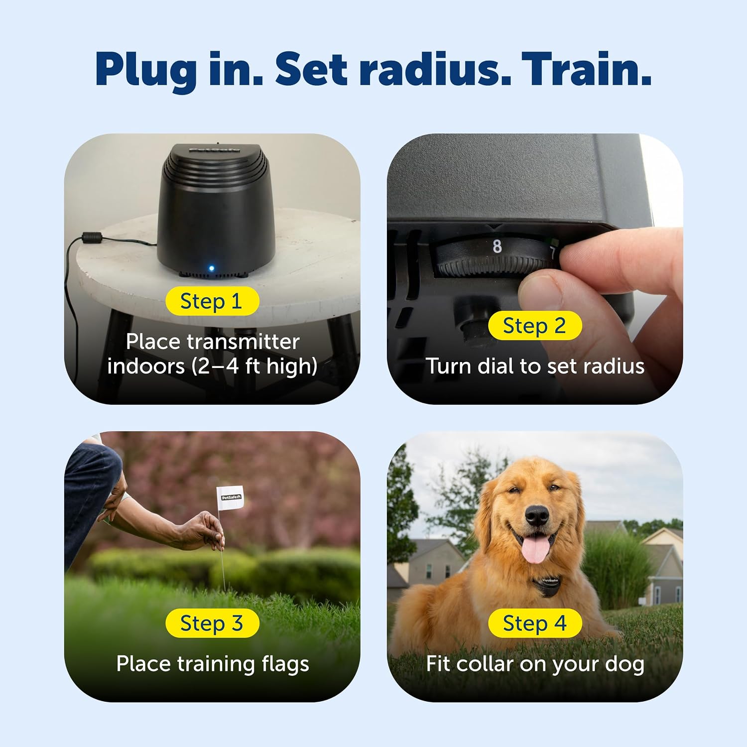 PetSafe Stay & Play Compact Wireless Fence, LCD Screen to Adjust the Circular Boundary, Secure up to 3/4 Acre Area, Use for All Your Pets, Portable System with 50 Extra Flags