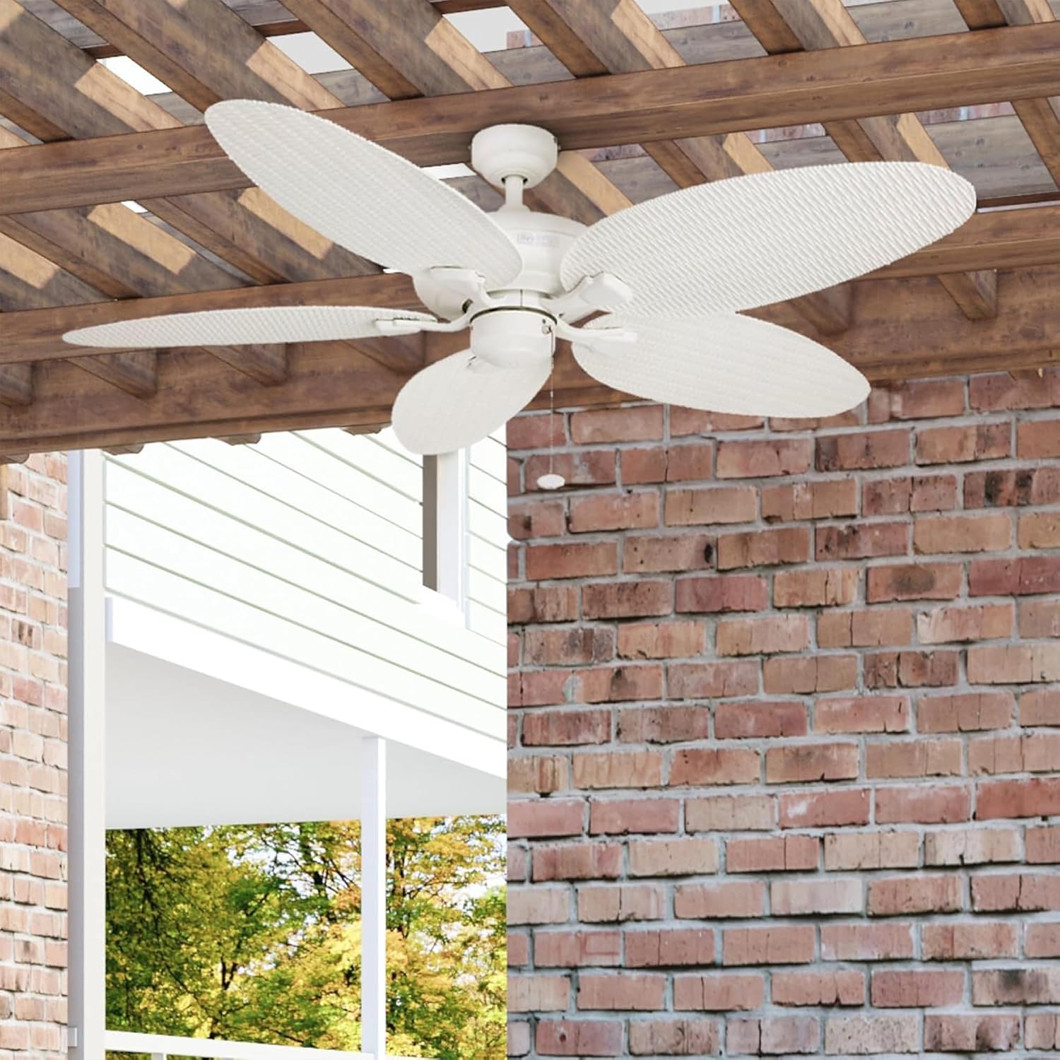 Honeywell Duval 52' Tropical Indoor Outdoor Ceiling Fan, 5 Blades, White