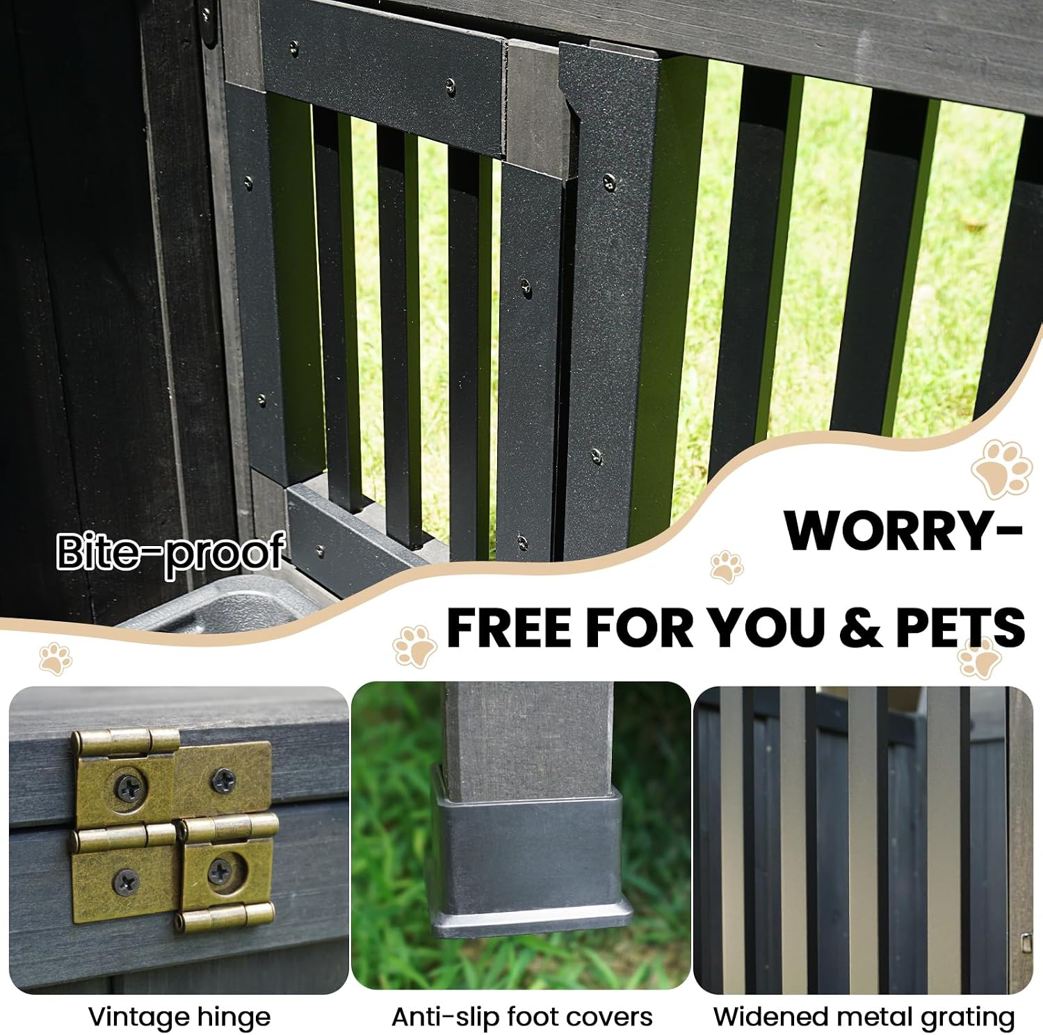 Agitree 28' Dog Crate Furniture, Fully Assembled Wooden Dog Kennel with Removable Tray, Decorative Pet Crate Dog Cage Indoor Furniture End Table, Portable Pet Cage for Small & Medium Dogs, Black
