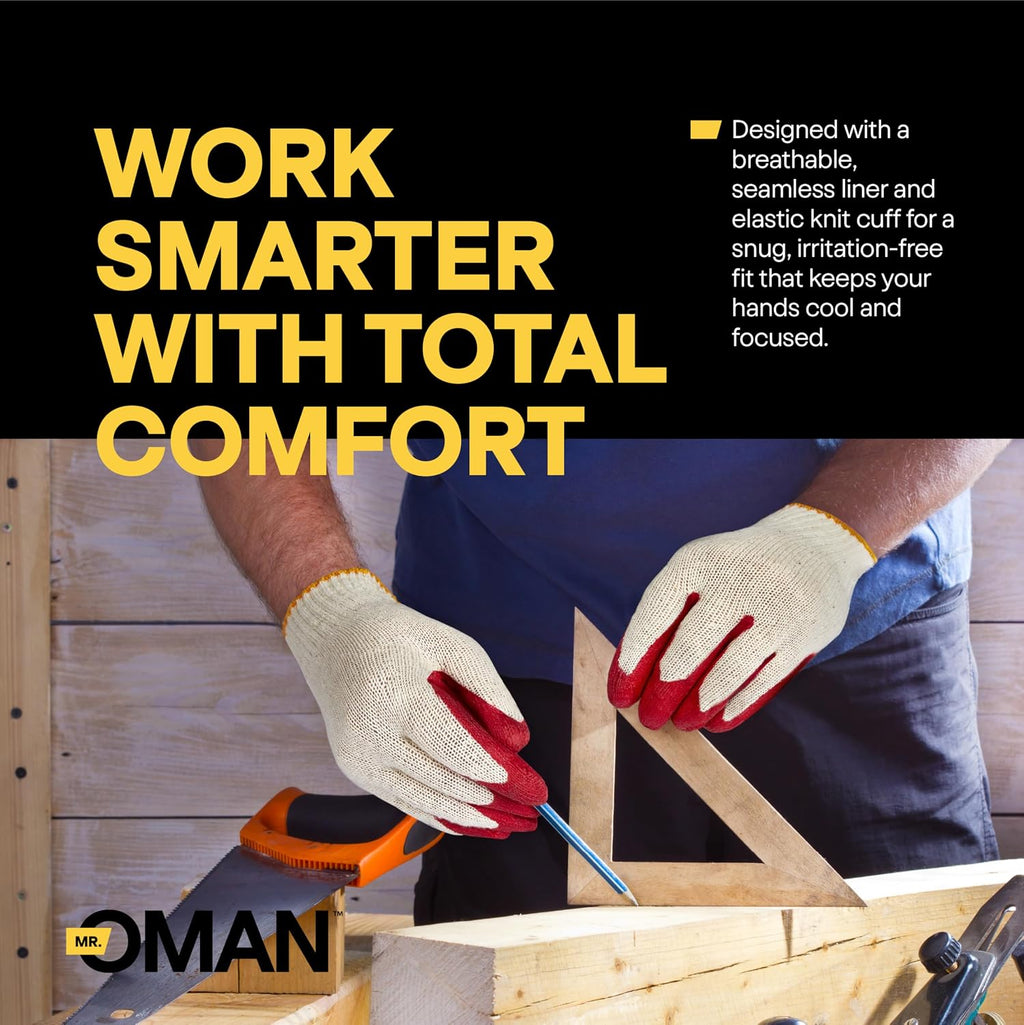 Oman Work Gloves Bulk, Latex Coated Work Gloves, Red Dipped Coated Gloves from Korea for Construction & Gardening
