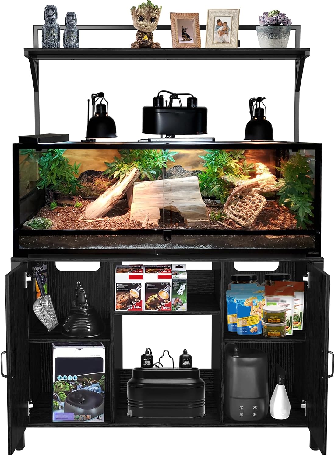 GDLF Reptile Tank Stand Terrarium Stand with Cabinet for Accessories Storage 48' X 24' Tabletop Fits up to 120 Gallon Bearded Dragon, Reptile Terrarium,Turtle Tank