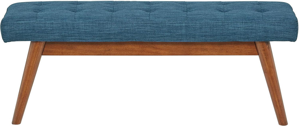 Amazon Basics Modern Haraden Upholstered Button-Tufted Bench, Blue, 16 x 44 x 17 in