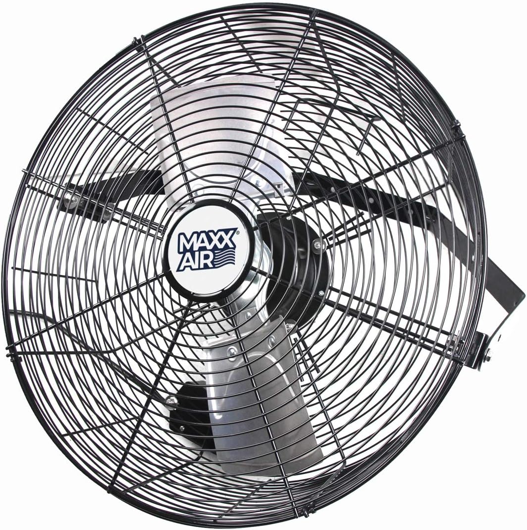 Maxx Air Wall Mount Fan | 18' Commercial Grade Fan for, Garages, Shop, Barns and Patios for Outdoor Use | Easy Operation and Powerful 1,450 CFM | Industrial Wall Mount