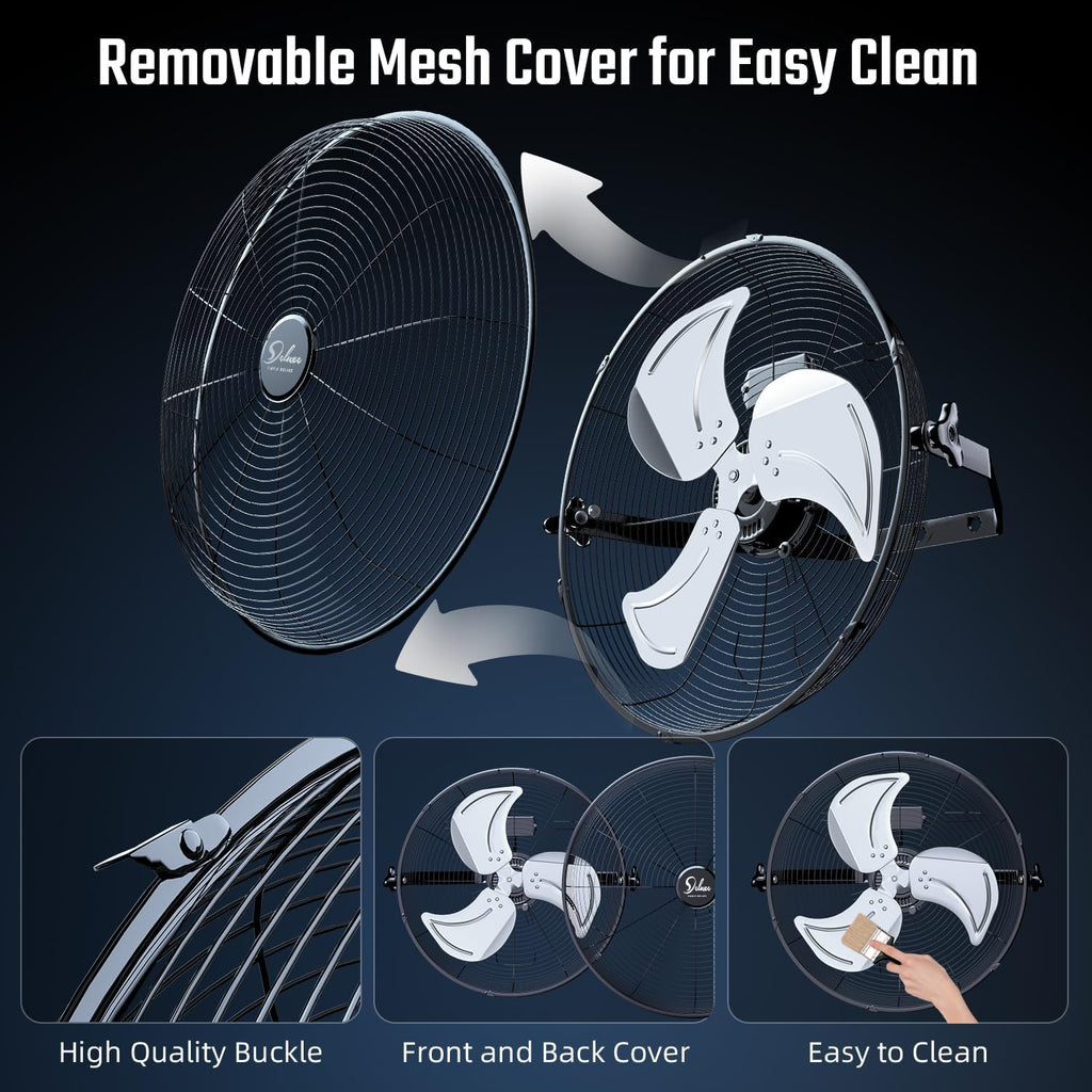 Simple Deluxe 20 Inch High Velocity 3 Speed, Black Wall-Mount Fan for Warehouse, Greenhouse, Workshop, Patio, Factory and Basement