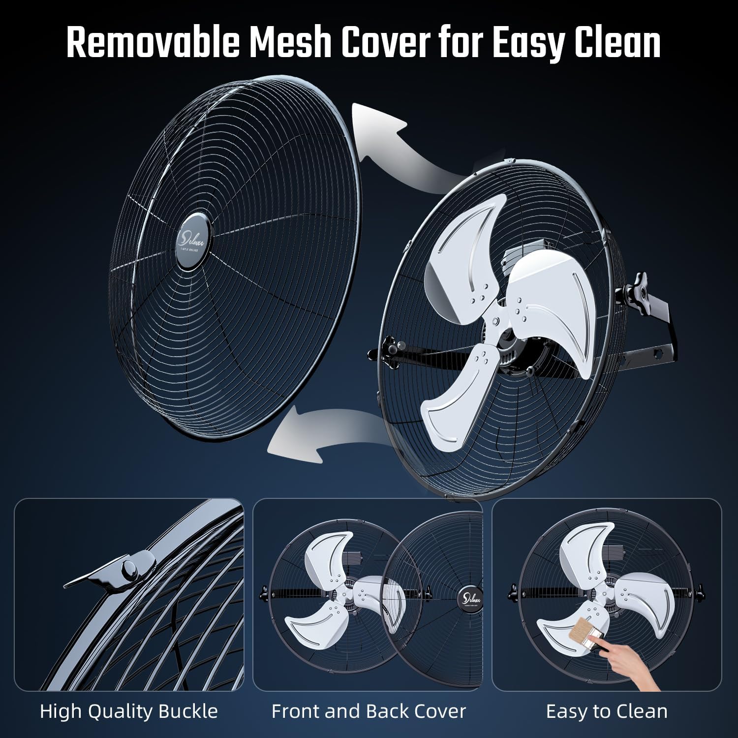Simple Deluxe 20 Inch High Velocity 3 Speed, Black Wall-Mount Fan for Warehouse, Greenhouse, Workshop, Patio, Factory and Basement